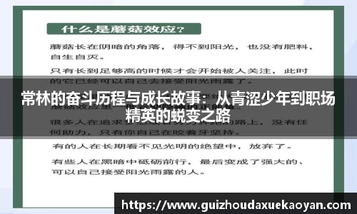 常林的奋斗历程与成长故事：从青涩少年到职场精英的蜕变之路